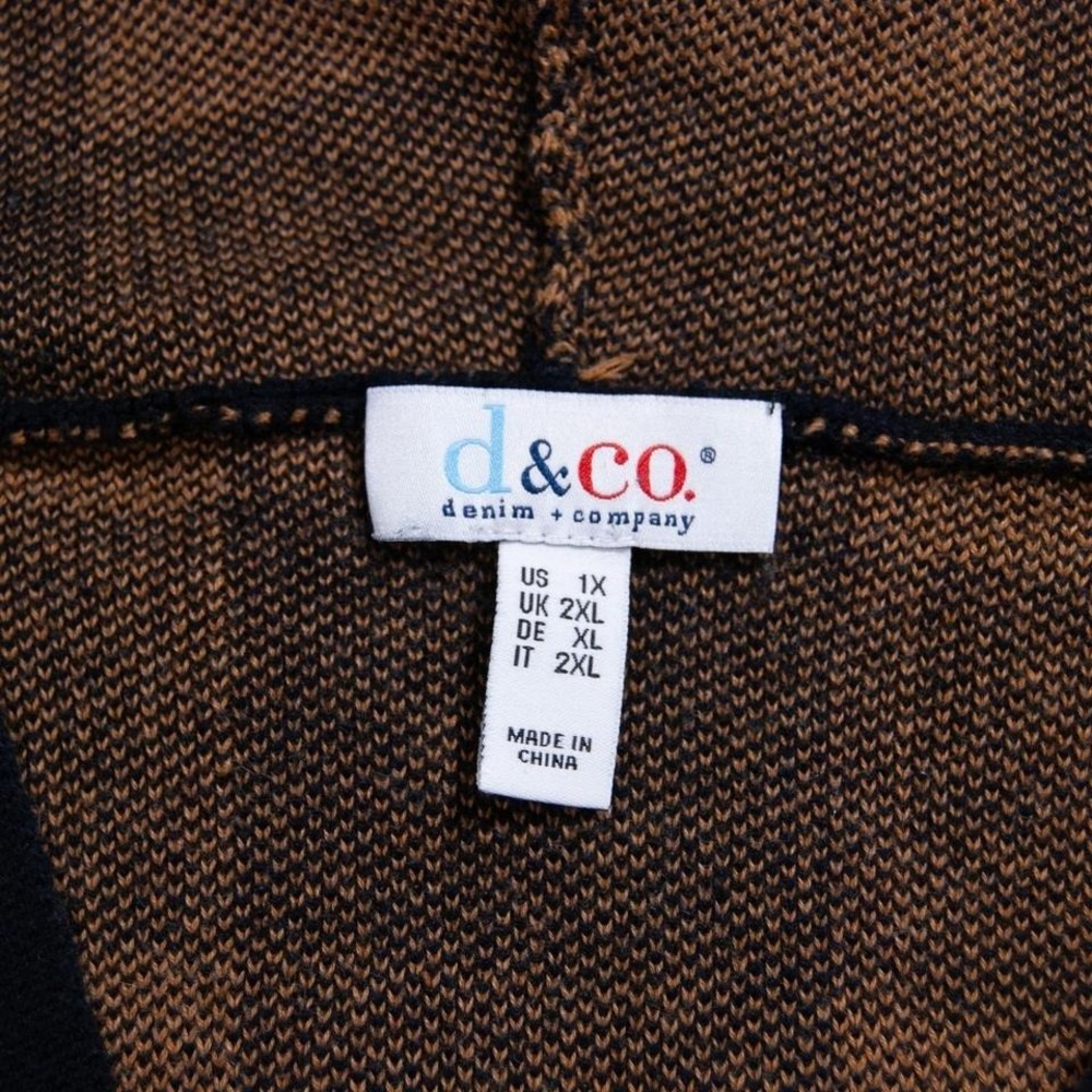 Denim & Co Women's 1X Button Front Hooded Duster Cardigan Buffalo Plaid - Picture 3 of 7
